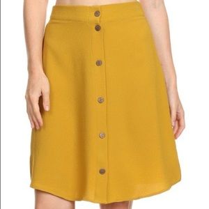 Mustard Button-up A-line Skirt
